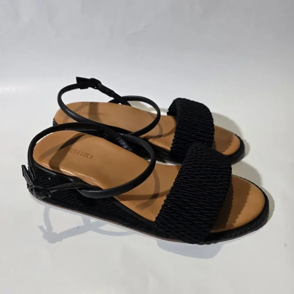 NEW FARM RIO Espadrille Wedge Sandal, Black Size 9